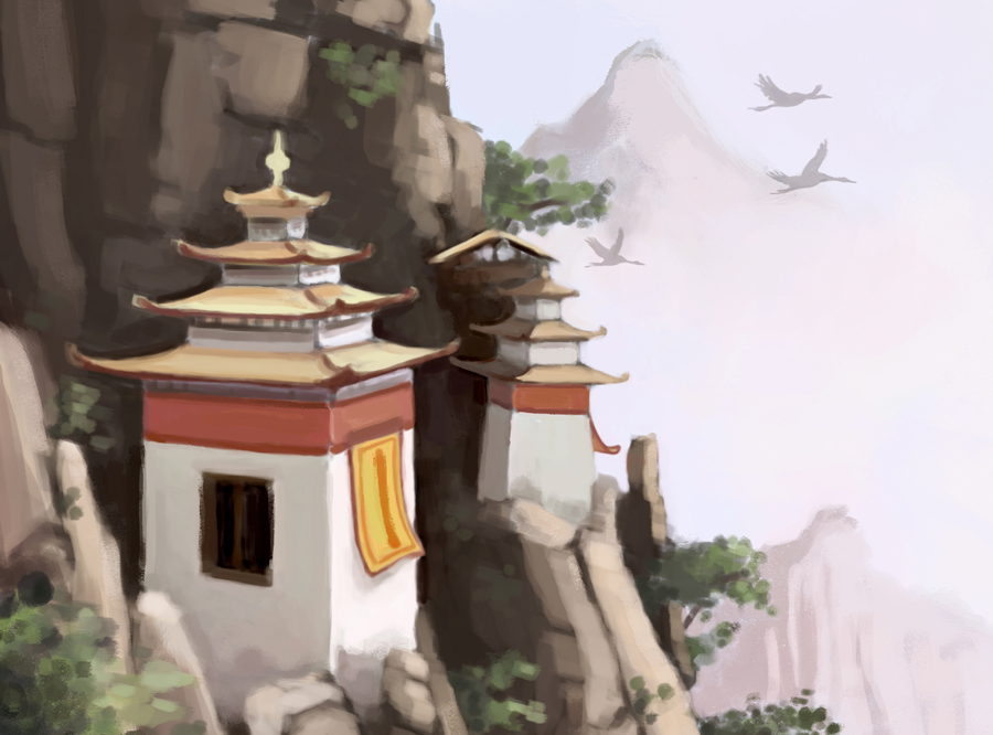 chinese landscape illustration detail