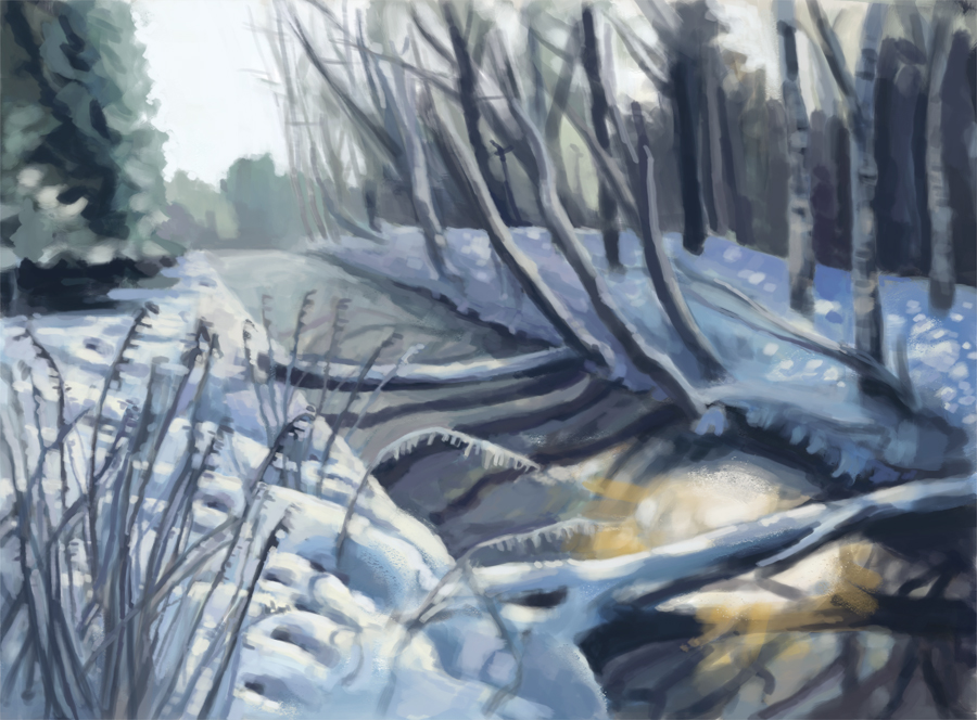 winter river illustration