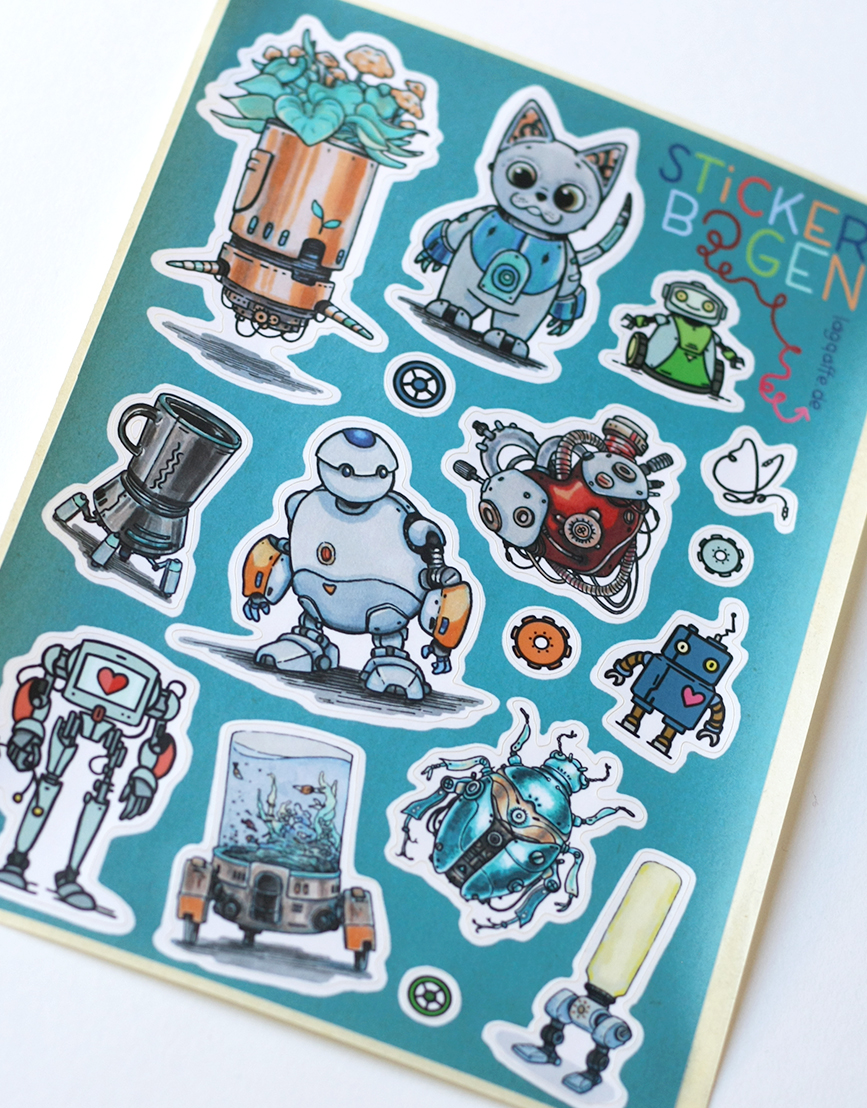 Stickerbogen Roboter A5 – Bild 2